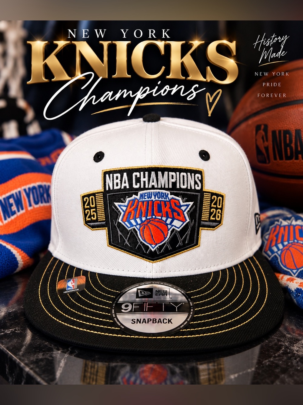 NWT - New Era Knicks 2026 NBA Champions Locker Room 950 Snapback Hat